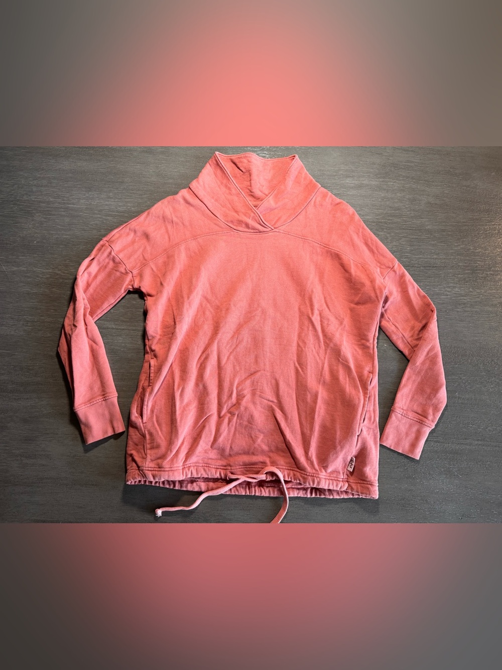 Pact Organic Cotton Mauve Rose XS Funnel Sweatshirt Top Drawstring Hem